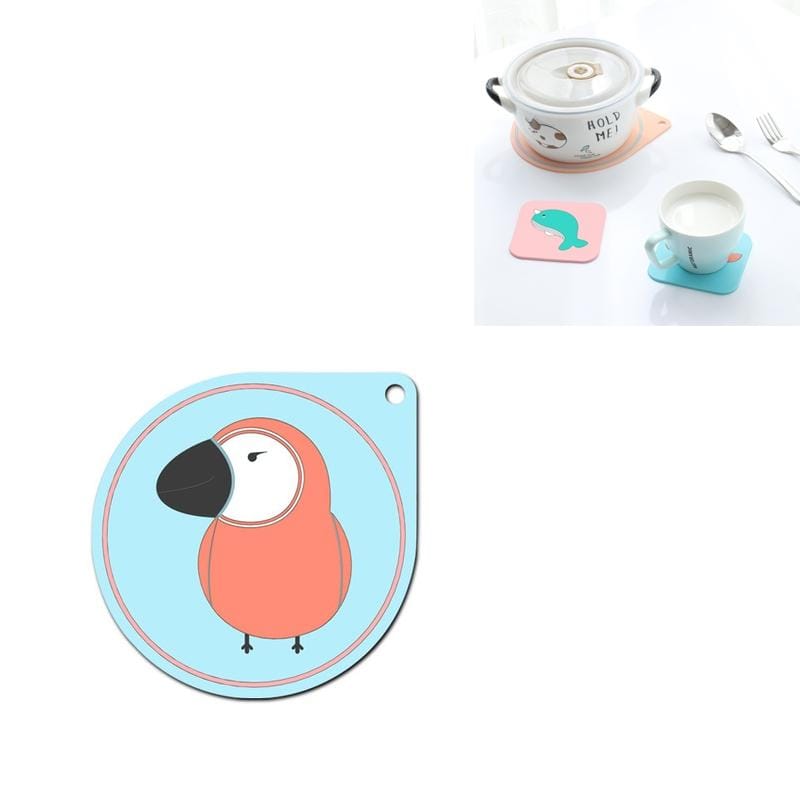 Cartoon Insulation Pad Placemat Anti-scalding Creative Home Cute Bowl Mat PVC Coaster (Parrot)