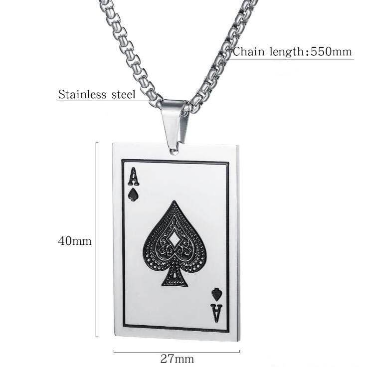 OPK 1670 All-match Titanium Steel Spade A Playing Card Pendant Personality Men Necklace, Color:Gold Pendant+Chain