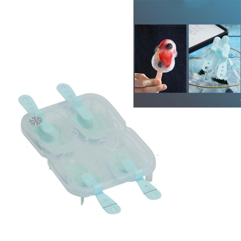 Creative Cute DIY Cartoon Combination Popsicle Ice Cream Mould, Style:Ice Cream (Blue)