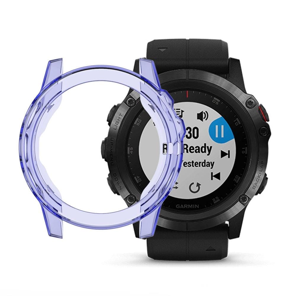 Suitable for Garmin Fenix 5 & 5 Plus transparent TPU Silica Gel Watch Case (Transparent blue)