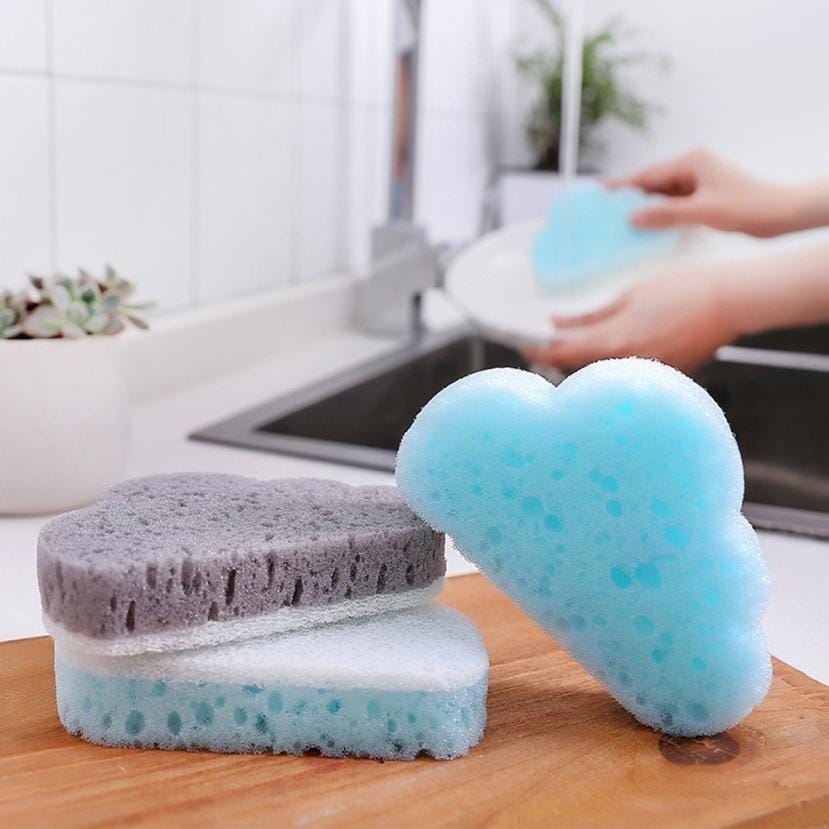 10 PCS Cloud Shape Sponge Wipe Household Cleaning Tool Decontamination Dish Cloth ( Blue)