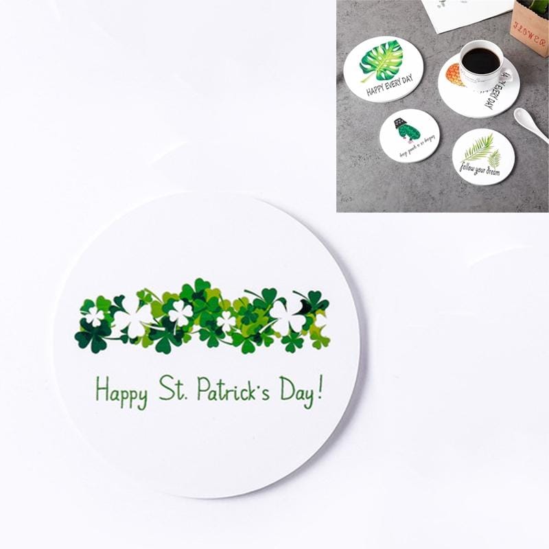 25 PCS Round Cartoon Non-slip Anti-scalding Coaster Creative Insulation Mat Cute Placemat, Size:L (Four-leaf Clover)