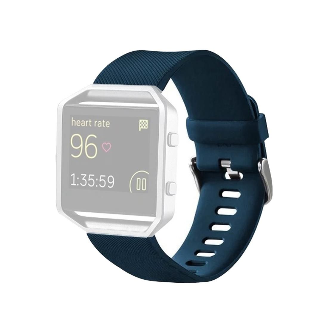 For Fitbit Blaze Watch Oblique Texture Silicone Watchband, Small Size, Length: 14-17cm (Dark Blue)
