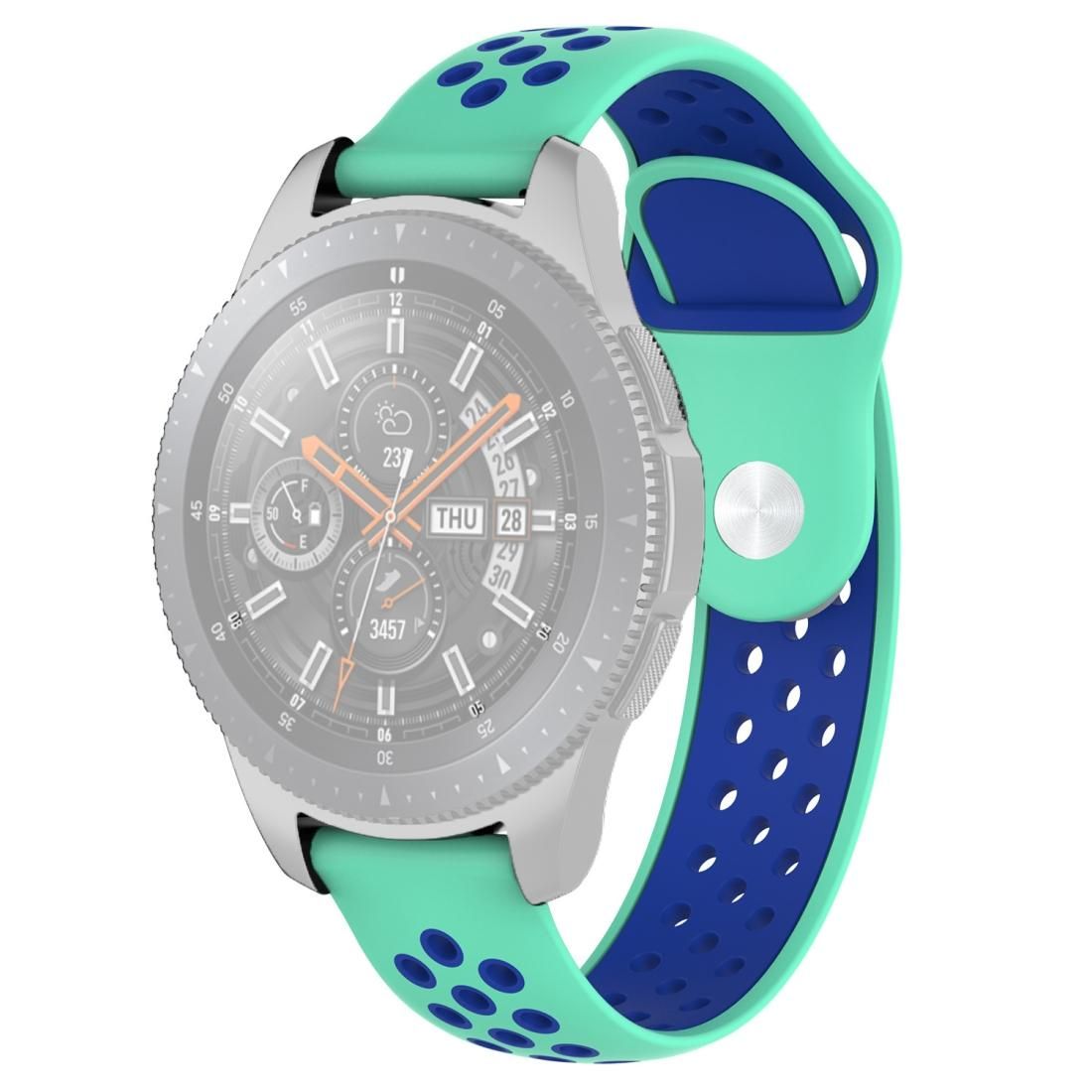 Double Color Wrist Strap Watch Band for Galaxy Watch 46mm (Cyan)