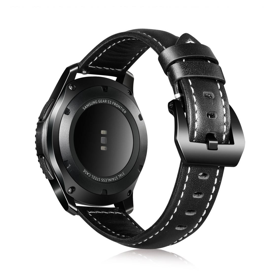 For Samsung Galaxy Watch Active 2 22mm Tree Leather Sports Strap (Black)