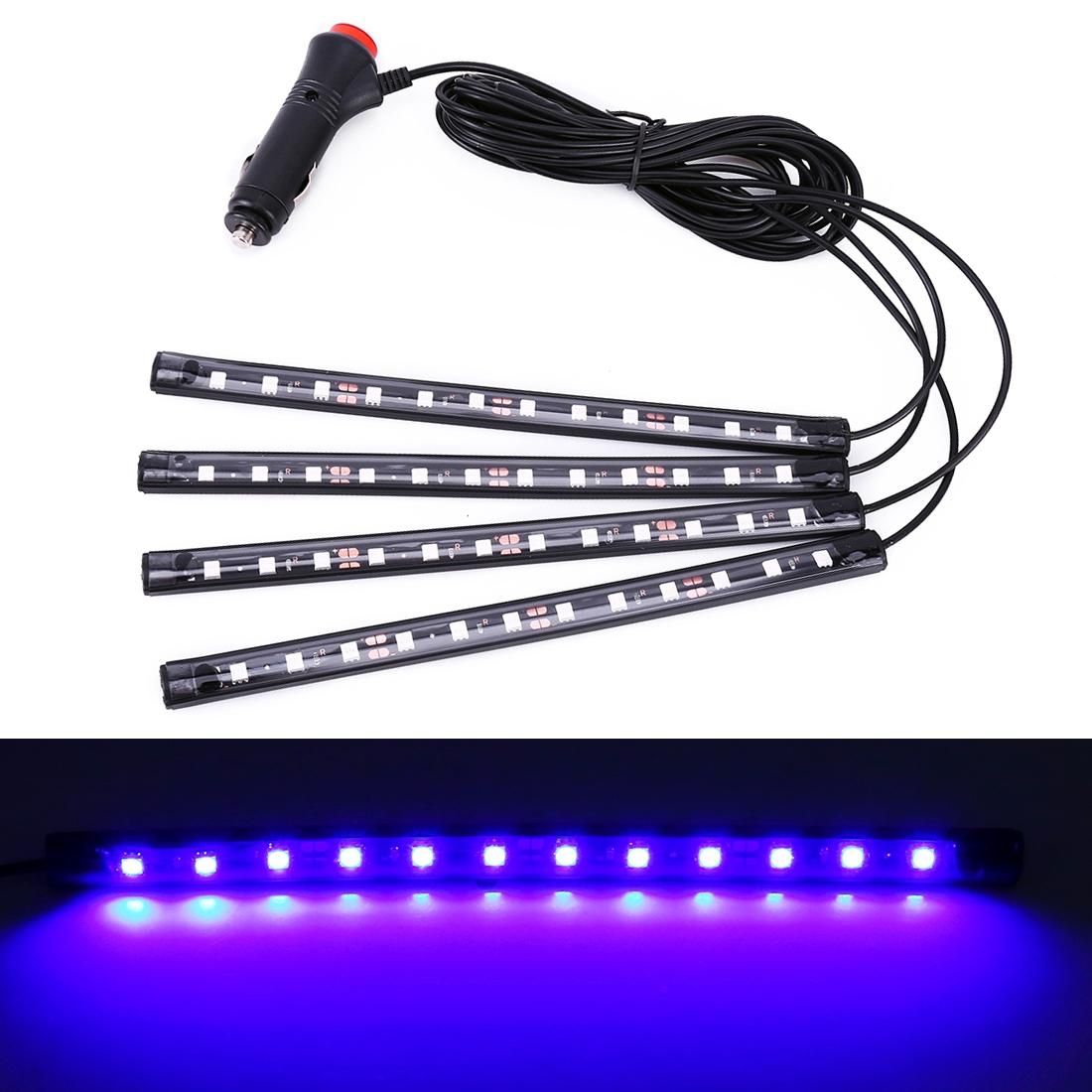 4 in 1 Universal Car LED Atmosphere Lights Colorful Lighting Decorative Lamp, with 48LEDs SMD-5050 Lamps, DC 12V 3.7W (Blue Light)