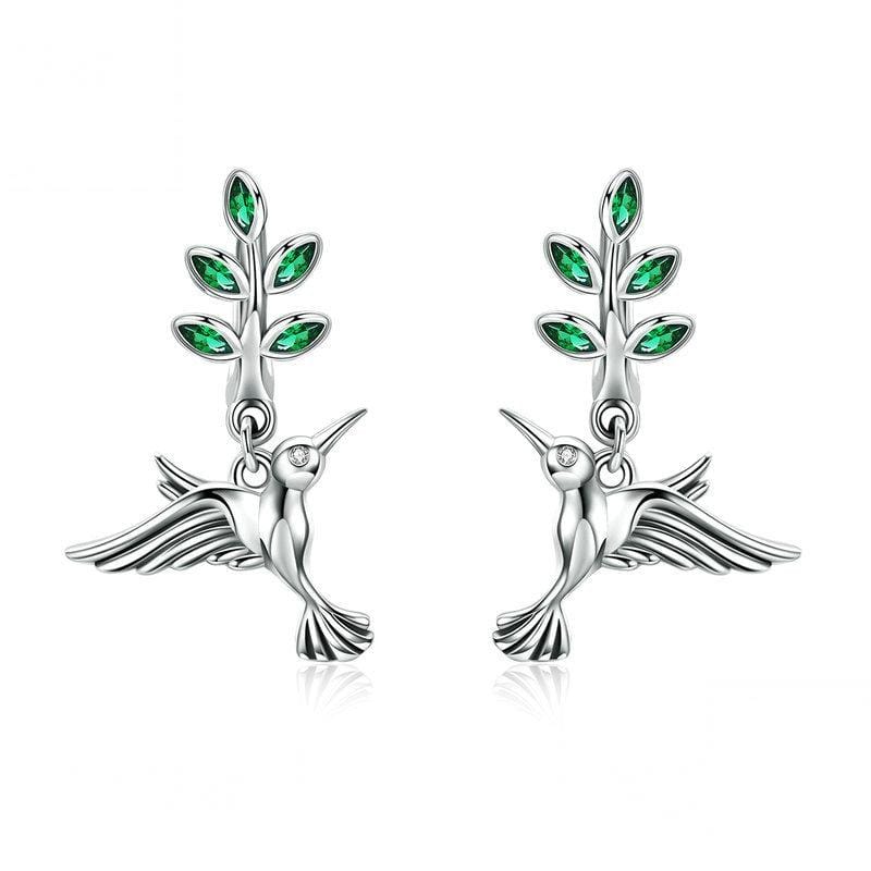 Hummingbird Greetings S925 Sterling Silver With Zircon Earrings