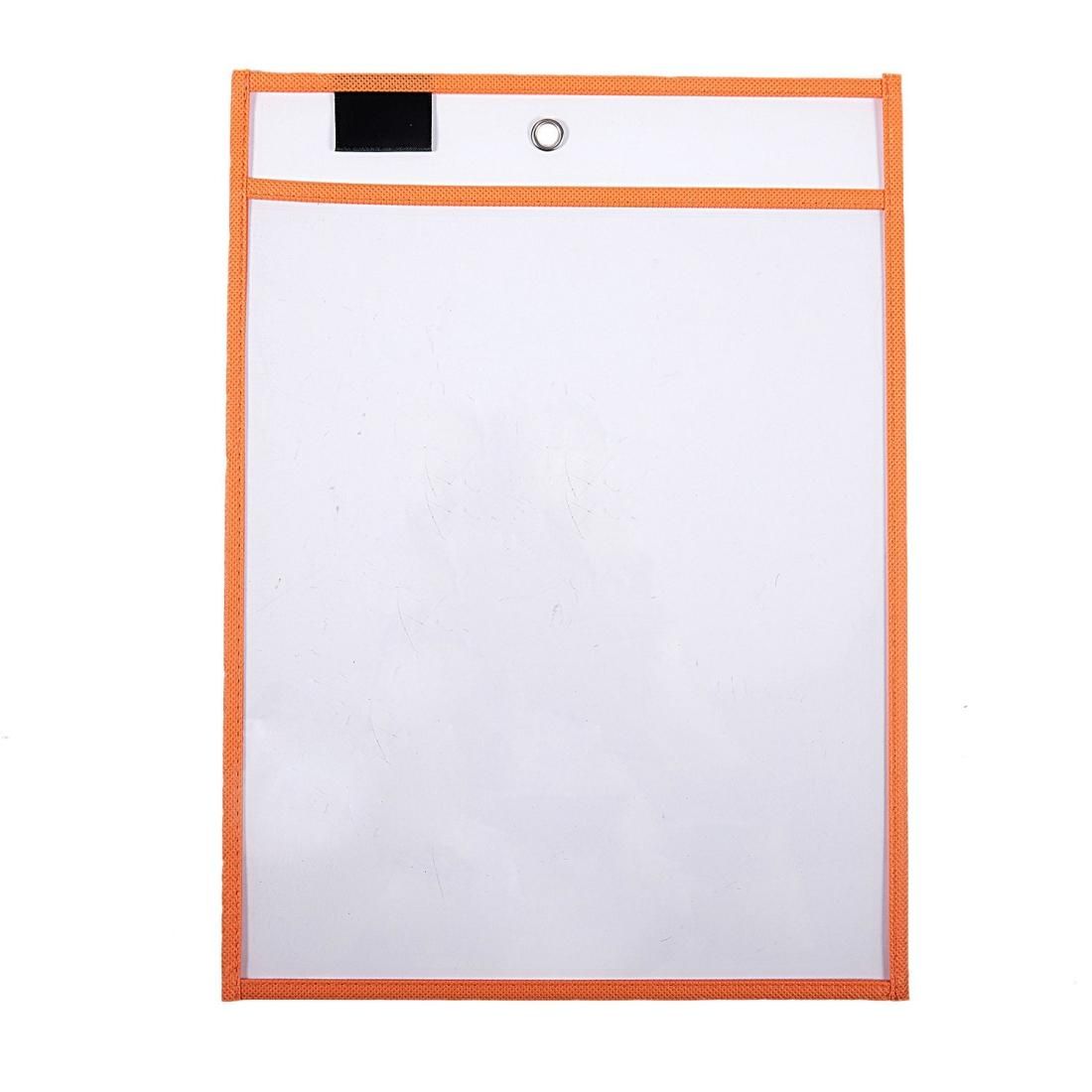 6 Pcs ?Erasable Hanging PVCA4 Transparent Sewing Red Document Dry Erase Bag, Size:21�30cm (Orange)