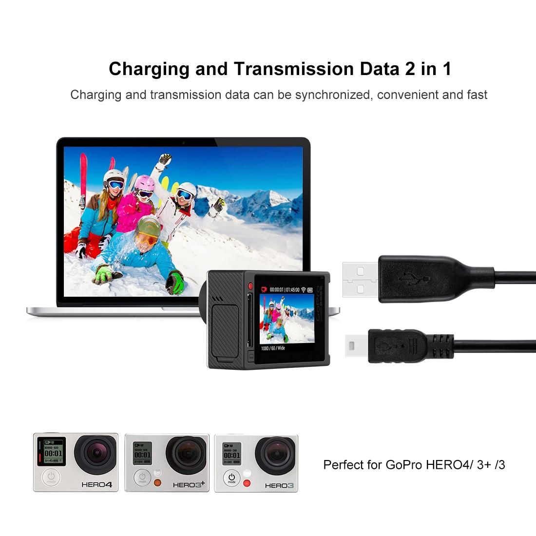 PULUZ Mini 5pin USB Sync Data Charging Cable for GoPro HERO4 /3+ /3, Length: 1m
