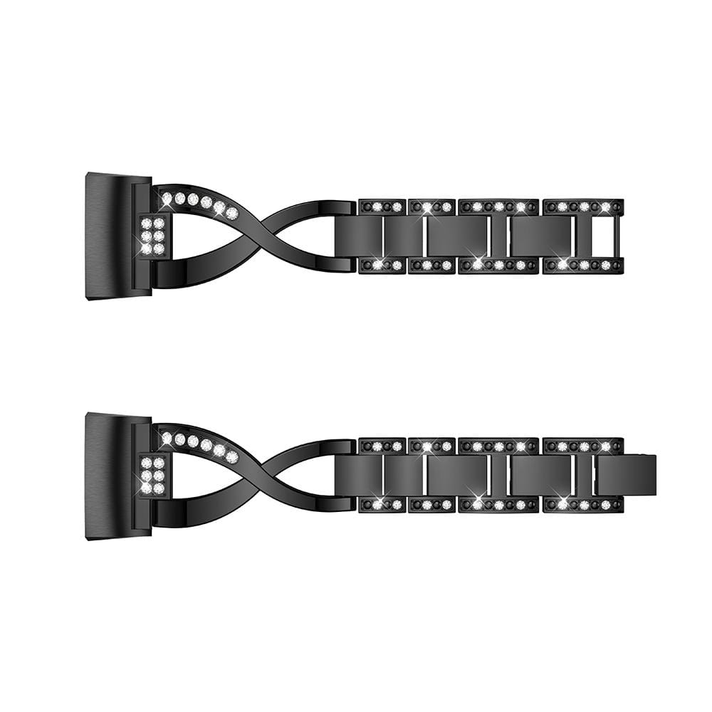 X-shaped Diamond-studded Metal Steel Wrist Strap Watch Band for Fitbit Charge 3 (Black)