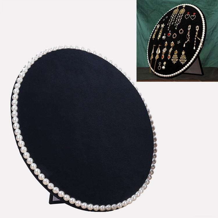 Household Creative Pearl Board Flannel Jewelry Rack Earrings Storage Display Stand, Size: L (Black)