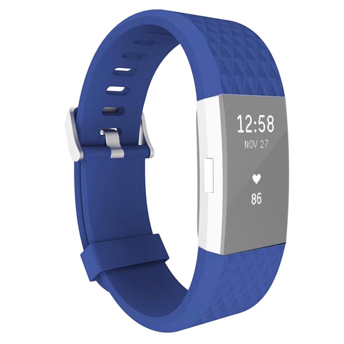 For Fitbit Charger 2 Bracelet Watch Diamond Texture TPU Watchband, Full Length: 23cm (Blue)