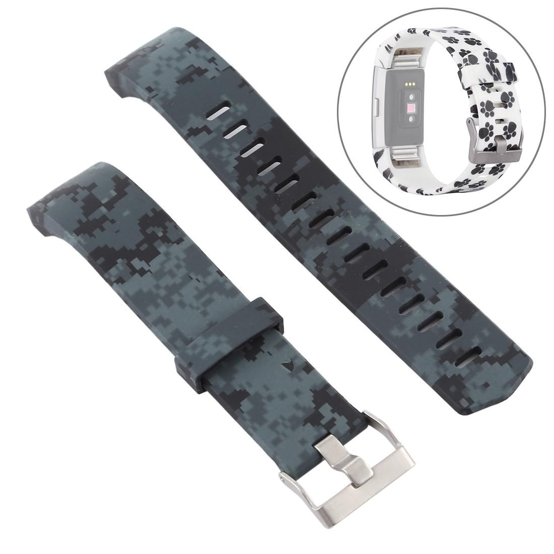 Smart Watch Silicone Printing Wrist Strap Watchband for FITBIT Charge 2 (Dark Blue)