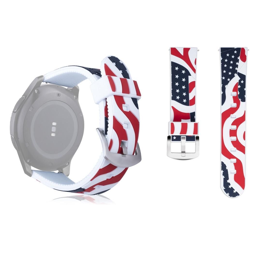 National Flag Pattern Silicone Wrist Watch Band for Samsung Gear S3  22mm (White)