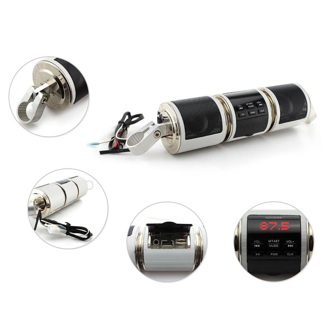 Motorcycle Waterproof Aluminum Shell Bluetooth Handle Stereo Speaker, Support BT/MP3/FM/TF (Black)