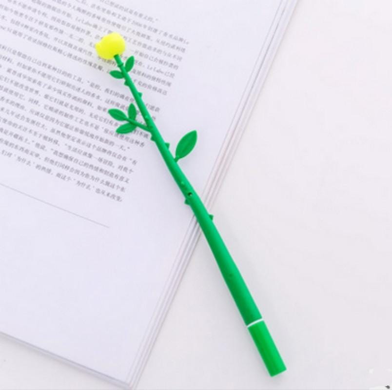 5 PCS Cute Cartoon Simulation Flower Gel Pen Signing Pen (Green Rod Yellow Flower)