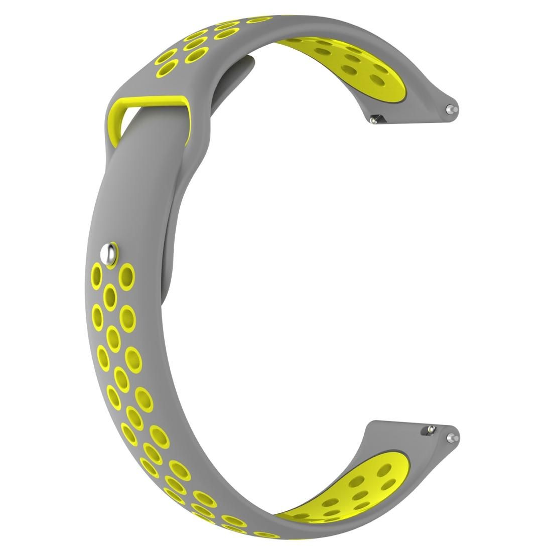 Double Color Wrist Strap Watch Band for Galaxy S3 Ticwatch Pro (Yellow + Grey)