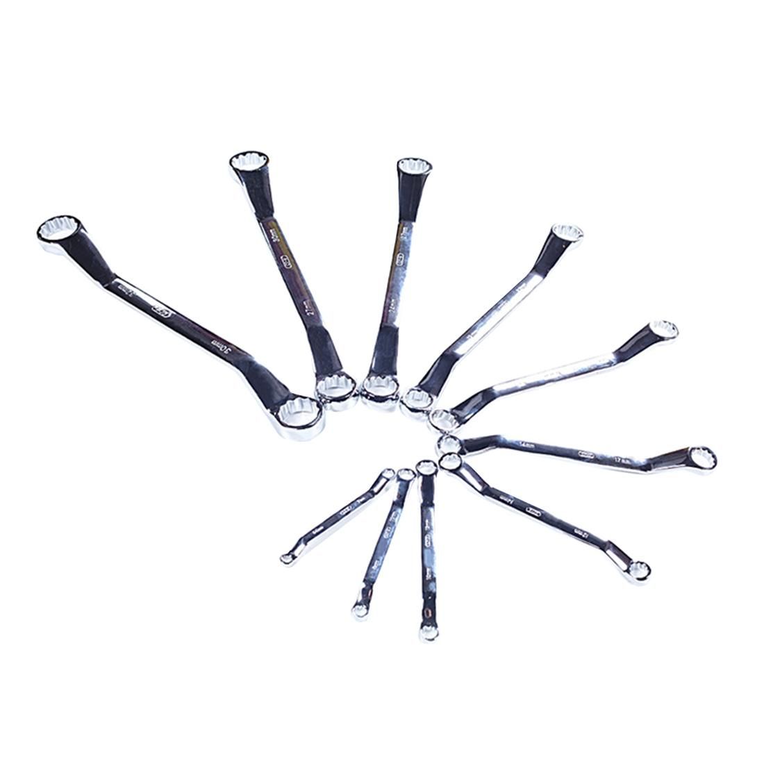 10 PCS Double-end Chrome Plated Carbon Steel Ratchet Wrench Spanner Set