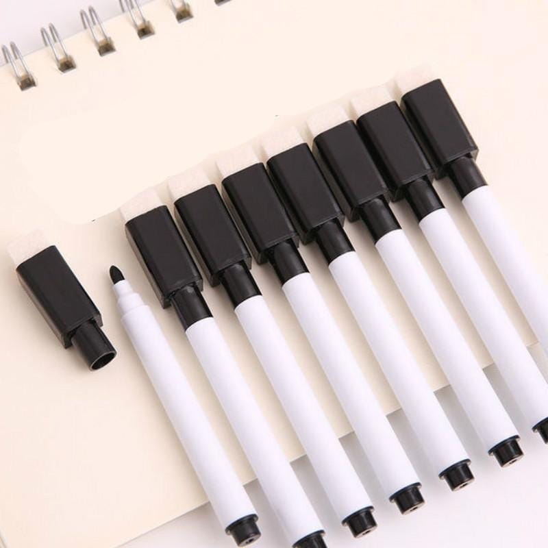 8 PCS / Set Whiteboard Pen Environmentally Erasable Special Repetitive Writing Board Pen with Magnet Brush (Black)