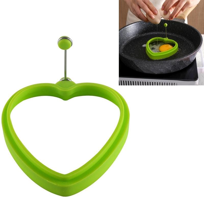 10 PCS Food Grade Silicone Heart-Shaped Omelette Pancake Mold Poached Egg Mold (Heart-shaped Green)