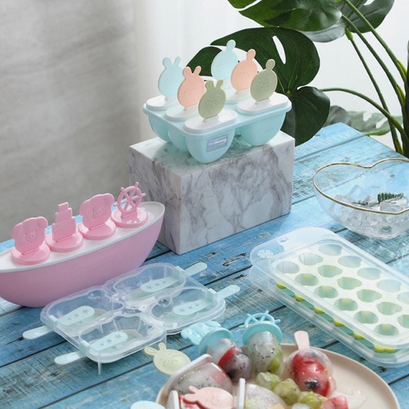 Creative Cute DIY Cartoon Combination Popsicle Ice Cream Mould, Style:Ice Cream (Pink)