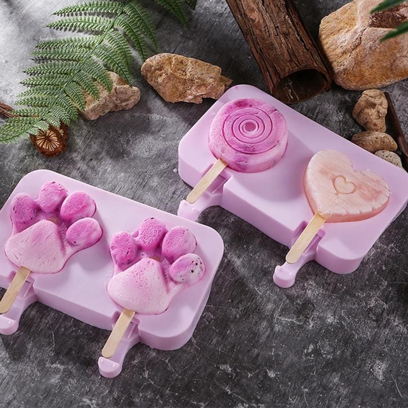 Cute Cartoon Silicone Ice Cream Popsicle Mold with Lid & Stick, Style:Love