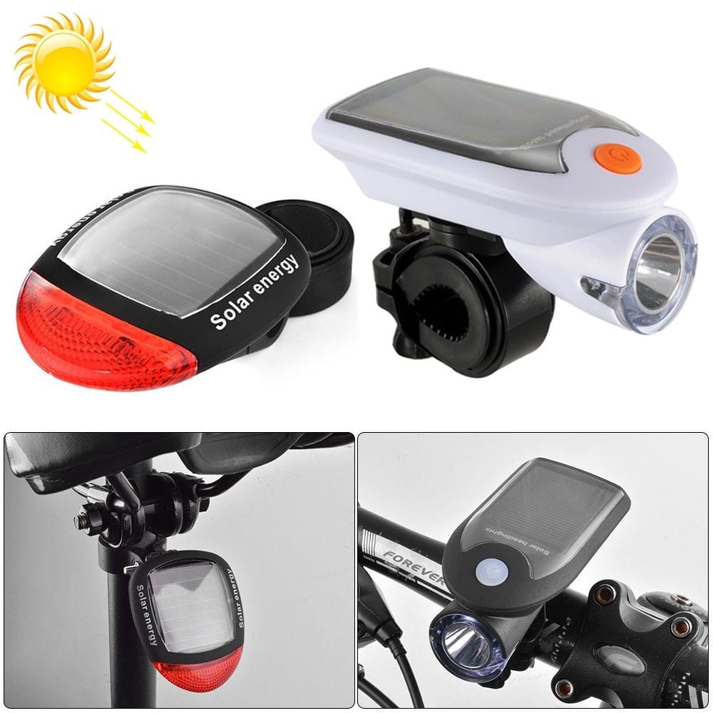 2 PCS 3W 240LM USB Solar Energy Motorcycle / Bicycle Light Set, Front Light+Back Light (White)