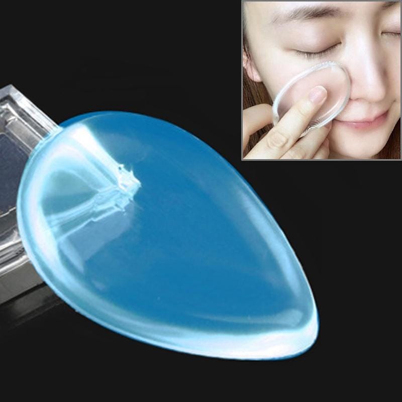 Waterdrop Shaped Great Beauty Facial Makeup Transparent Silicone Smooth Powder Cream Puff (Blue)