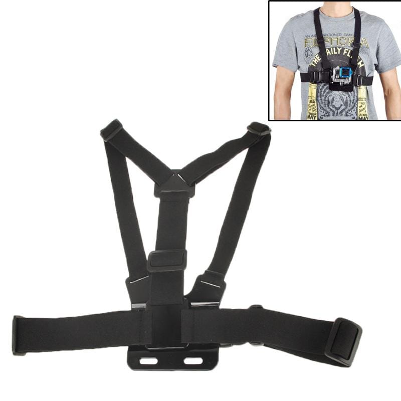 Extreme Sport Front Chest Elastic Belt Shoulder Strap Mount Holder for GoPro  NEW HERO /HERO6   /5 /5 Session /4 Session /4 /3+ /3 /2 /1, Xiaoyi and Other Action Cameras (Black)