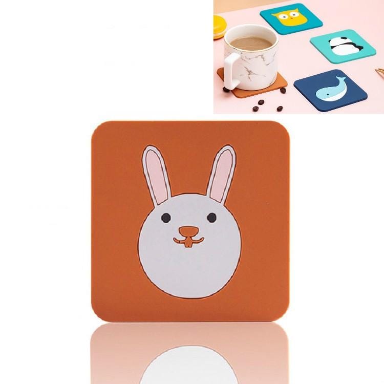 10 PCS Anti-scald and Heat-resistant Placemats Home Waterproof and Oil-proof Table Mats Silicone Coasters, Size:Small, Style:Bunny