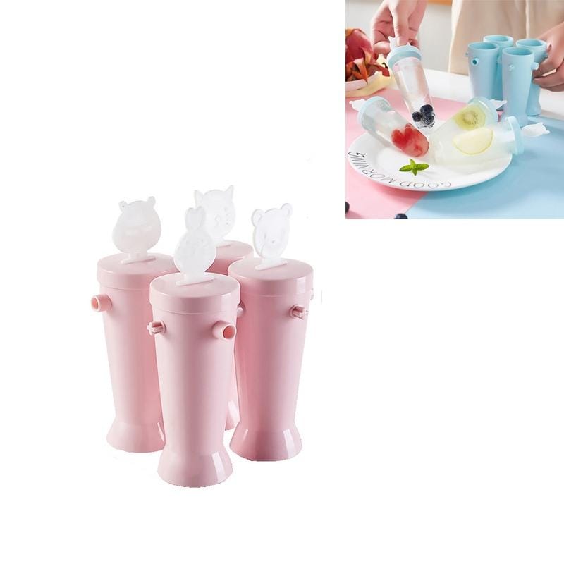 Home Cartoon Animal Homemade Cute DIY Popsicle Ice Cream Mold, Style:Round (Beige)