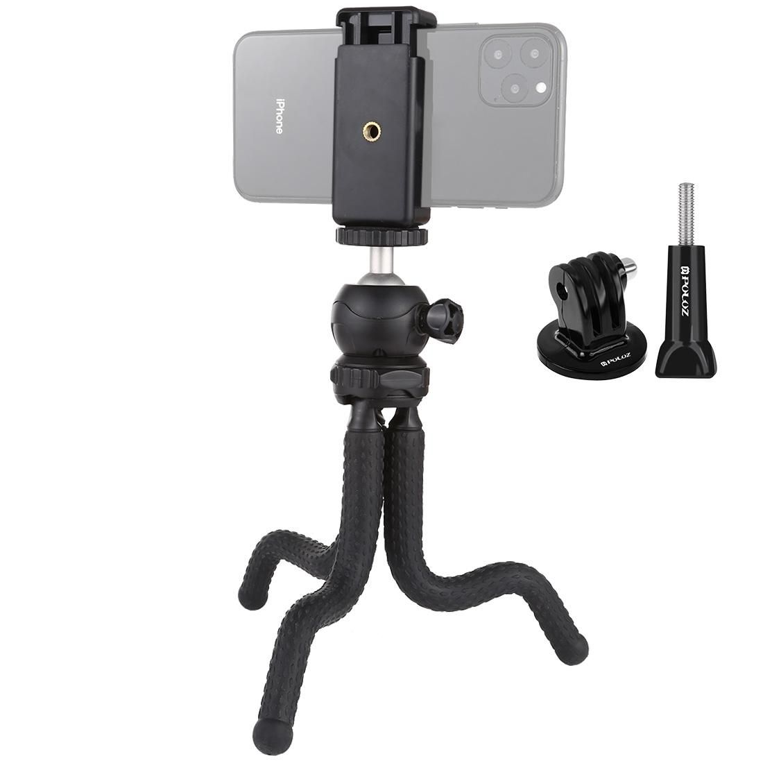 PULUZ Mini Octopus Flexible Tripod Holder with Ball Head & Phone Clamp + Tripod Mount Adapter & Long Screw for SLR Cameras, GoPro, Cellphone, Size: 25cmx4.5cm