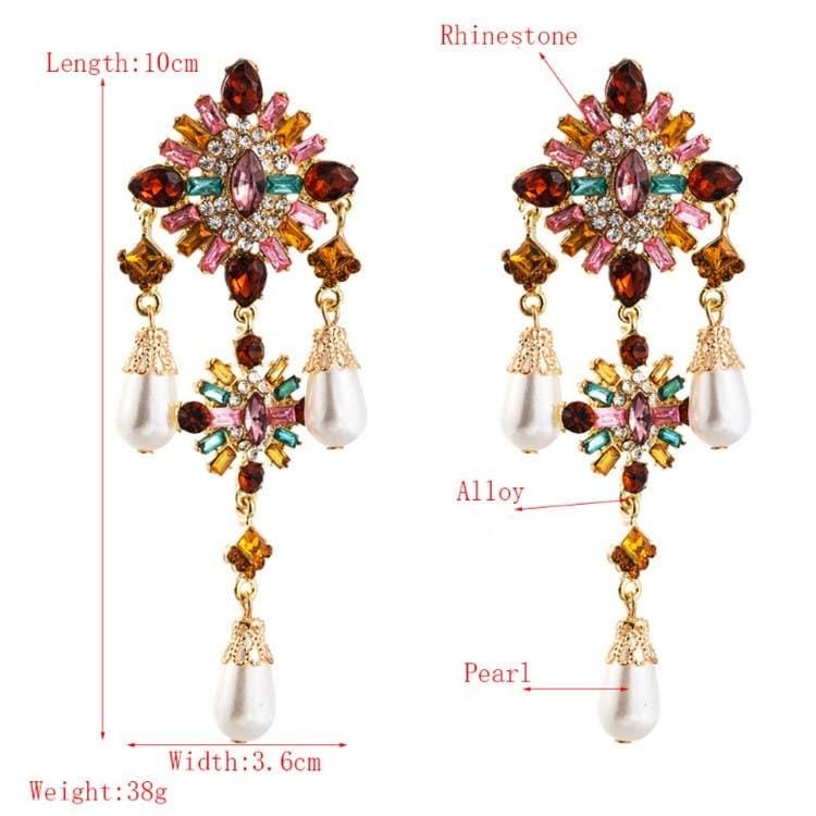 Personalized Multi-layer Tassel Geometric Color Long Earrings (Lake Blue)