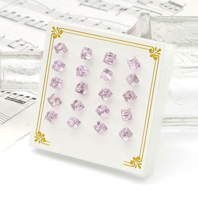 10 Pairs/Set Crystal Earrings Female Fashion Jewelry Earrings (Pink)