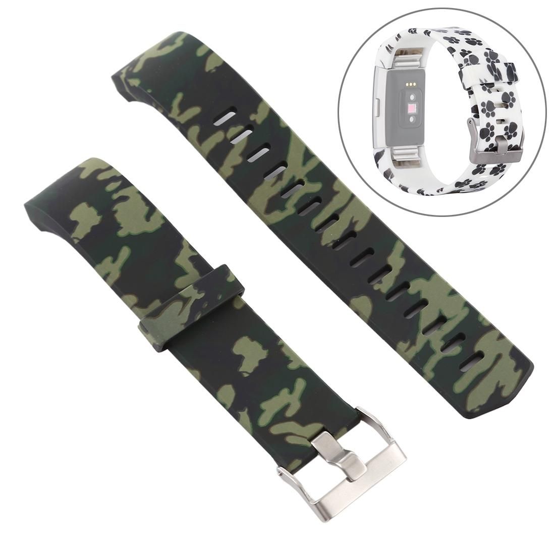 Smart Watch Silicone Printing Wrist Strap Watchband for FITBIT Charge 2 (Camouflage)