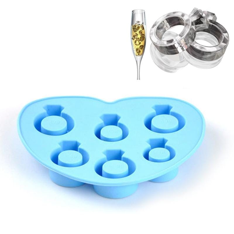 Silicone DIY Creative Ring Ice Mold Ice Box (Blue)