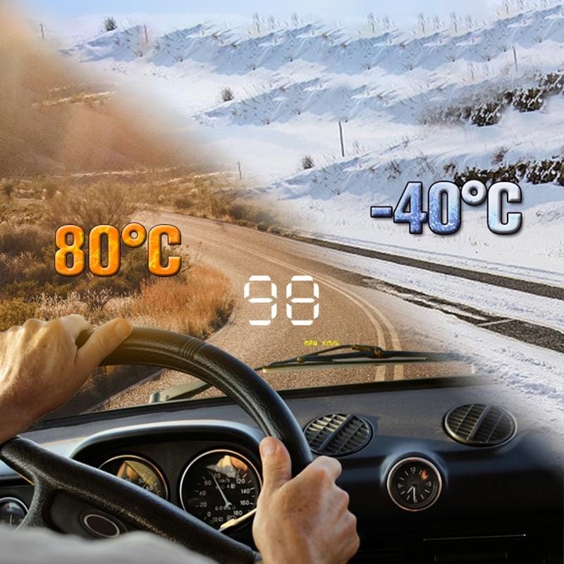 A1000 HUD 3.5 inch OBD II Car Head Up Display, Speed & Over Speed Alarm, Water Temperature & High Water Temperature Alarm, Voltage & Low Voltage Alarm, Fatigue Driving, Engine Failure, Shift Reminder (Black)