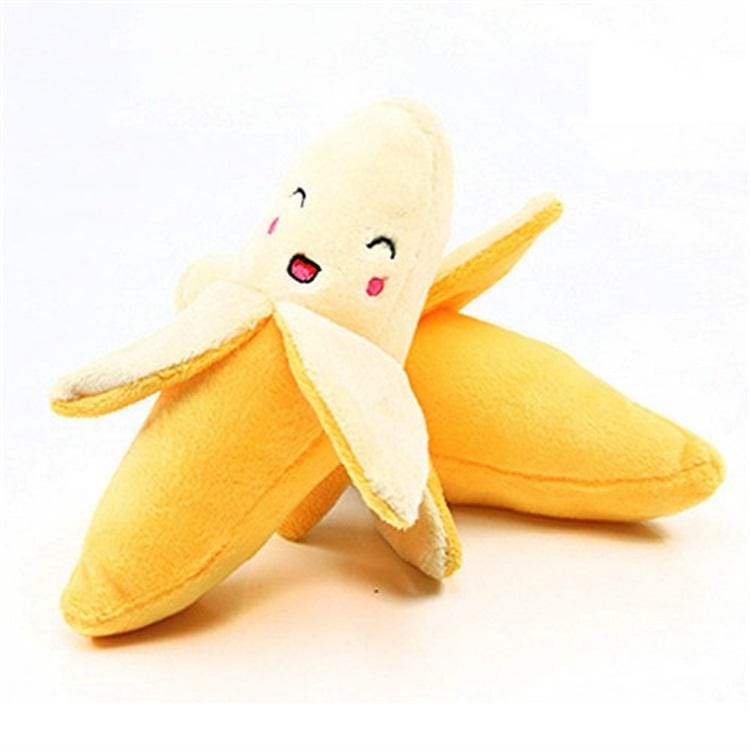 3 PCS Stuffed Toy Plush Sound Fruits Vegetables Pets Toy, Color: Banana
