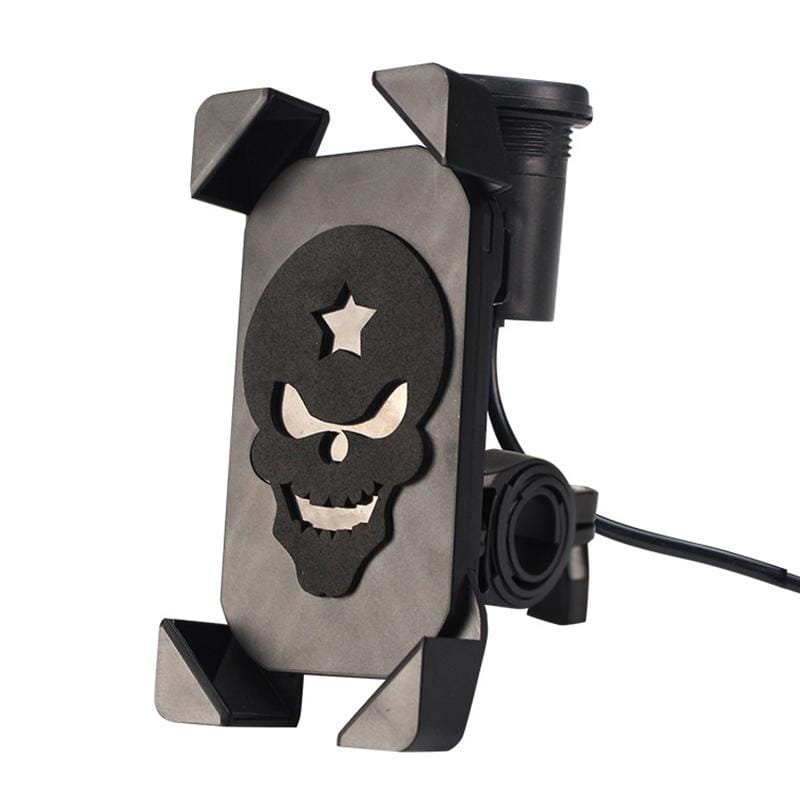Portable Motorcycle USB Charger Mobile Phone Holder, Handlebars Version (Red)