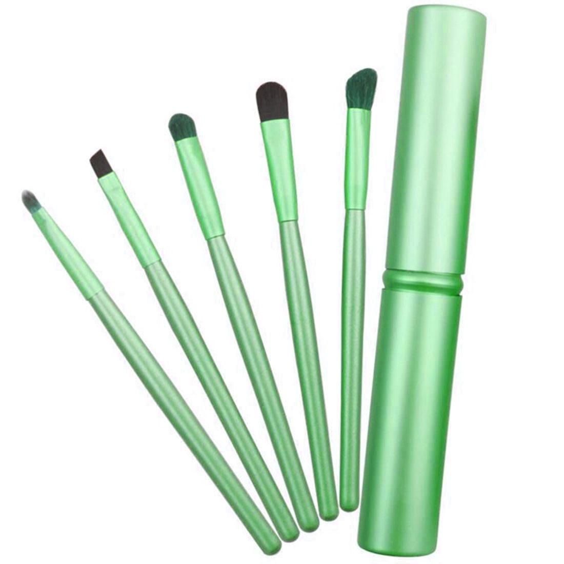 5 PCS Handle Eyes Makeup Brush Set with Aluminum Tube (Green)
