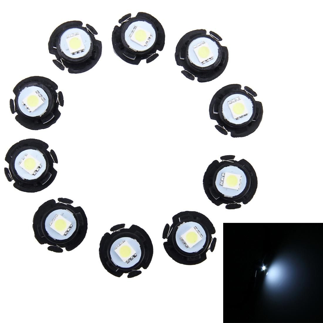 10 PCS 0.3W T6.5 Wedge Instrument Panel LED Light Dashboard Gauge Cluster Indicator Lamp Bulb (White Light)