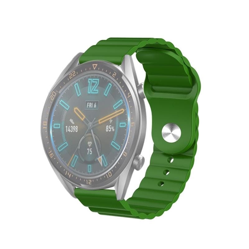 22mm For Huawei Watch GT2e / GT2 46mm Reverse Buckle Wave Silicone Strap (Green)