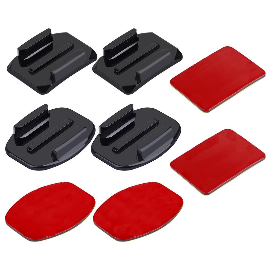 PULUZ 2 PCS Curved Surface Mounts + 2 PCS Flat Surface Mounts + 4 PCS Adhesive Mount Stickers for GoPro HERO9 Black / HERO8 Black / HERO7 /6 /5 /5 Session /4 Session /4 /3+ /3 /2 /1, Xiaoyi and Other Action Cameras