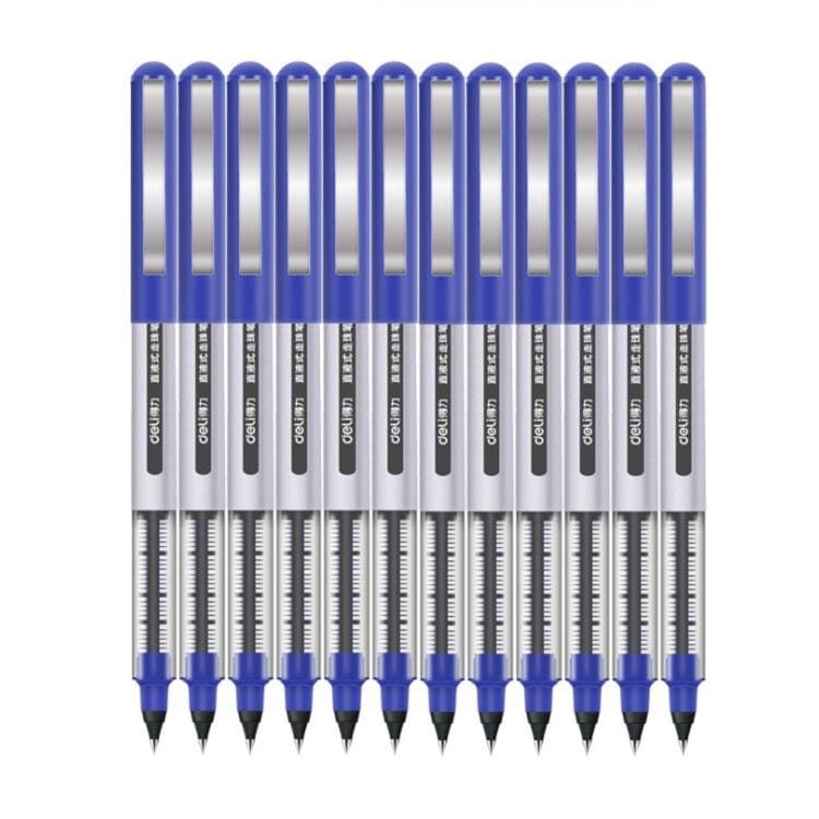 12 PCS Deli S656 Straight Liquid Gel Pen 0.5 mm Conference Office Signature Pen Student Pen (S656 Blue)