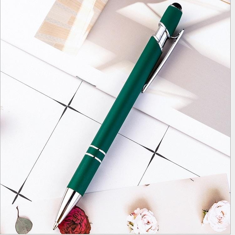 Creative Push Metal Multi-function Touch Handwriting Touch Screen Ballpoint Pen, Written:Bullet type 1.0 (Green)