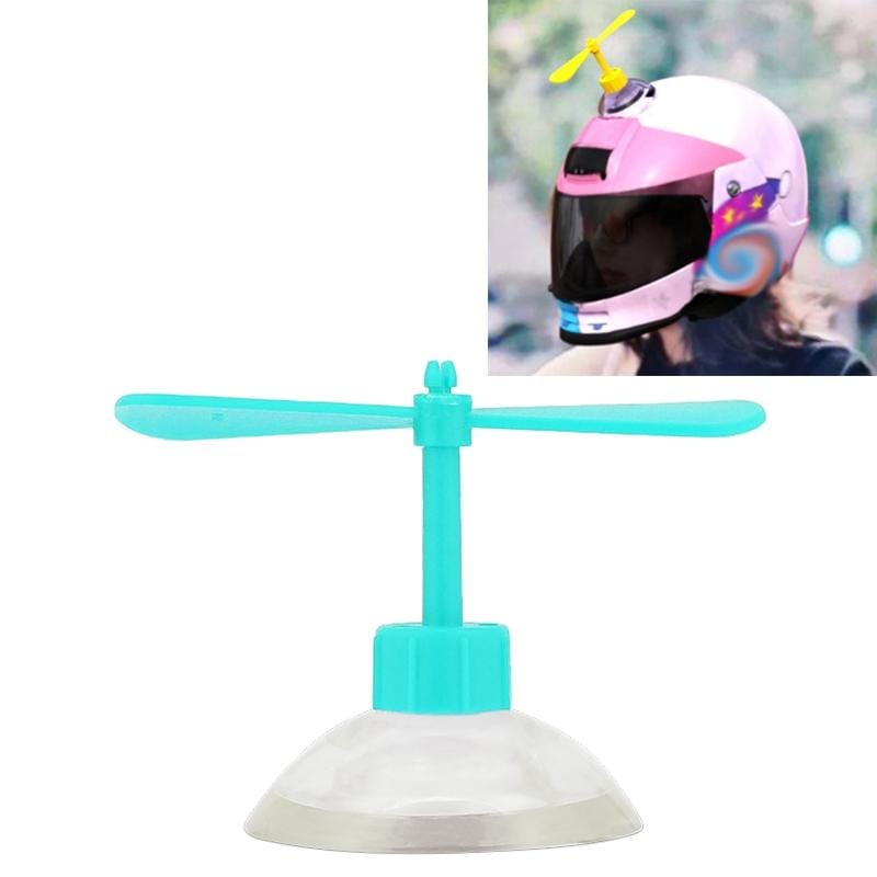 Motorcycle Helmet Take-copter Decoration Motorbike Helmet Suction Cups Rotate Horns Decoration (Baby Blue)
