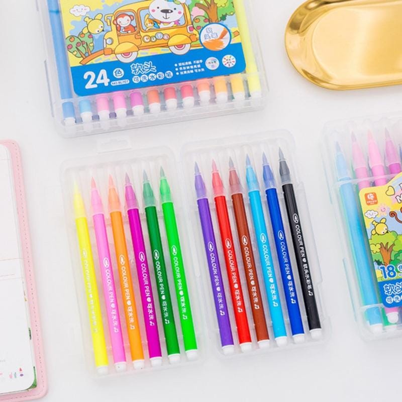 2 PCS Kindergarten Children Washable Graffiti Watercolor Brush, Style:18 In 1