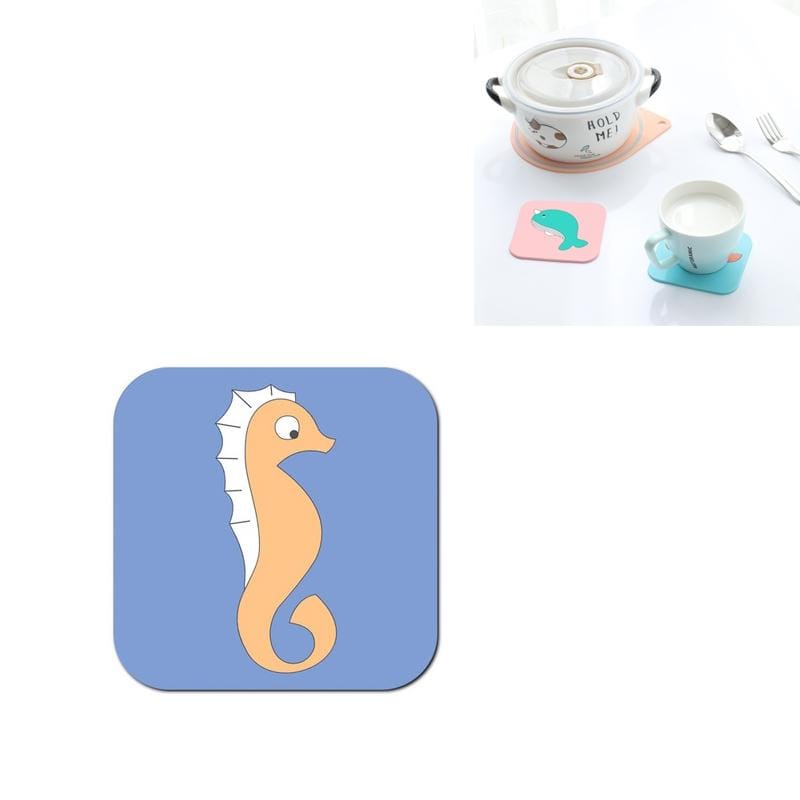 Cartoon Insulation Pad Placemat Anti-scalding Creative Home Cute Bowl Mat PVC Coaster (Seahorse)