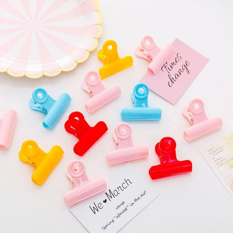 3 PCS Multifunctional Color Binder Clips Files Documents Clips Stationery Binding Supplies (Pink)