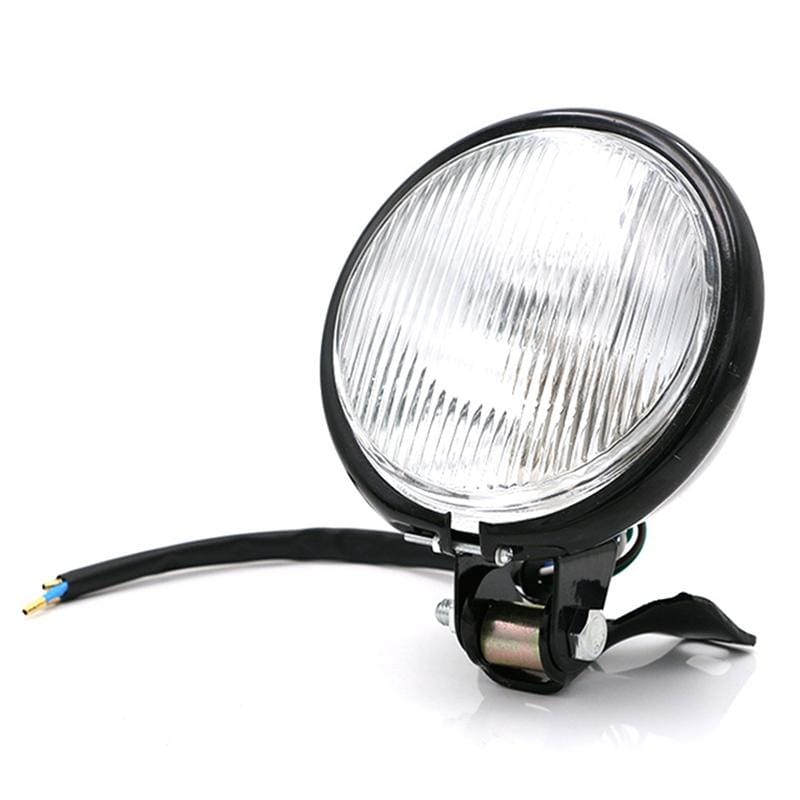 Motorcycle Black Shell Glass Retro Lamp LED Headlight Modification Accessories (Yellow)